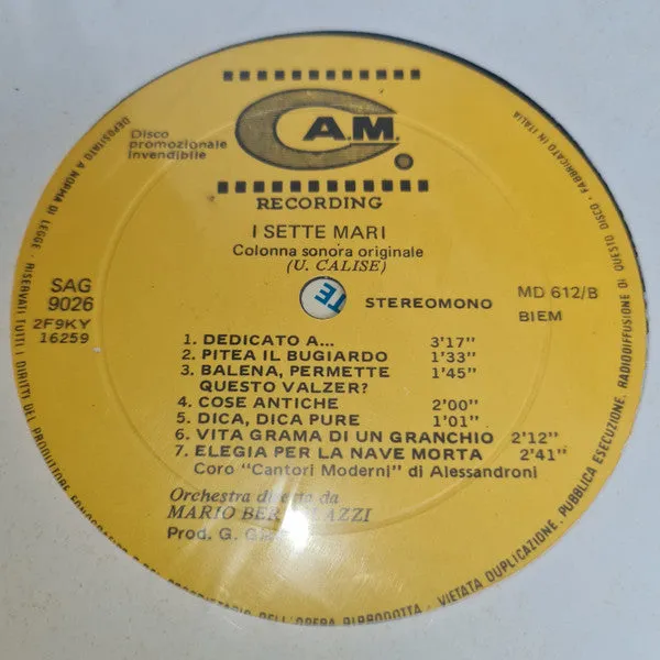 Ugo Calise Sette Mari LP colonna sonora 1969 VG
