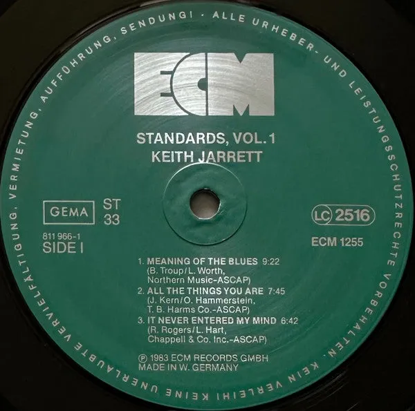 Keith Jarrett Standards Vol.1 vinile LP tedesco post bop NM