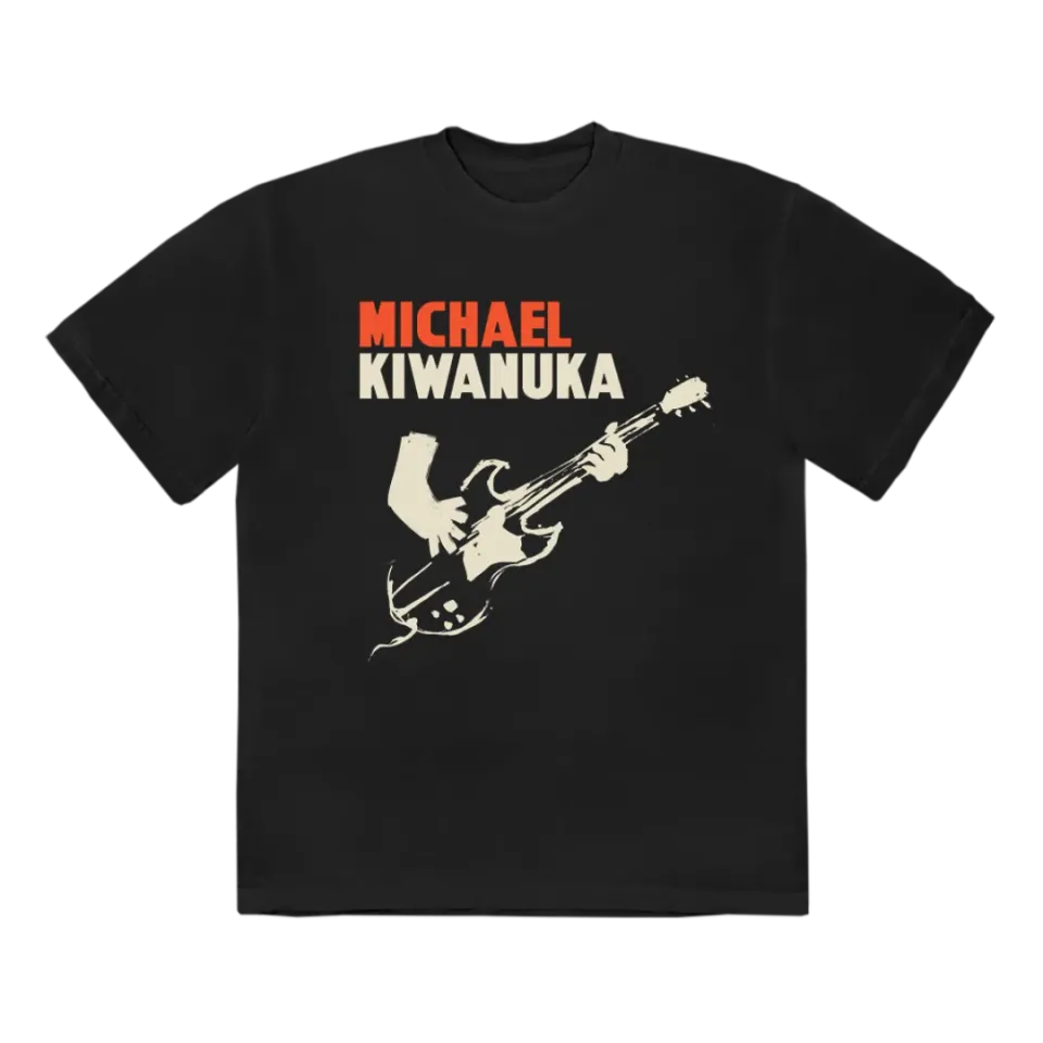 Michael Kiwanuka Guitar Sketch T-Shirt Maglietta Nera