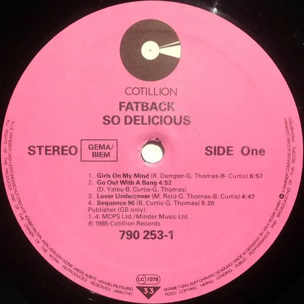 Fatback So Delicious vinile LP boogie 1985