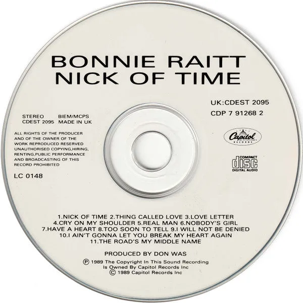 Bonnie Raitt Nick Of Time cd album usato VG+ 1989