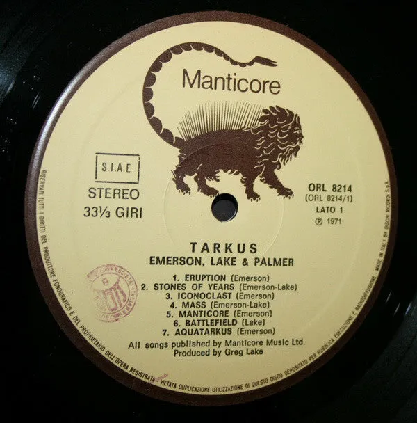 Emerson, Lake & Palmer Tarkus LP ristampa usato VG+