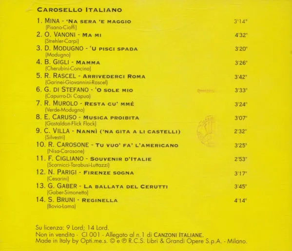 Various Carosello Italiano CD compilation 1994