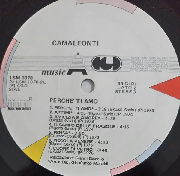 I Camaleonti Perchè Ti Amo vinile LP compilation