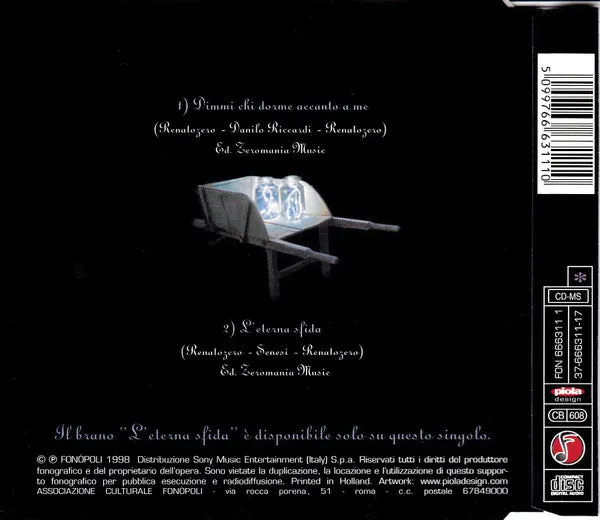 Renato Zero Dimmi Chi Dorme Accanto A Me L'Eterna Sfida CD singolo