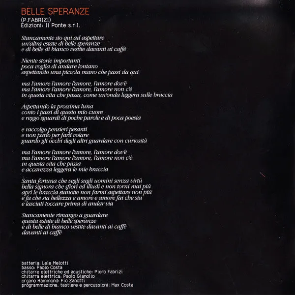 Fiorella Mannoia Belle Speranze CD album 1997 ballad