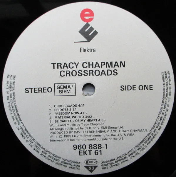 Tracy Chapman Crossroads LP usato VG+ folk rock