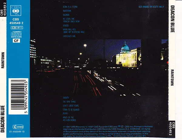 Deacon Blue Raintown CD album 1987 bonus