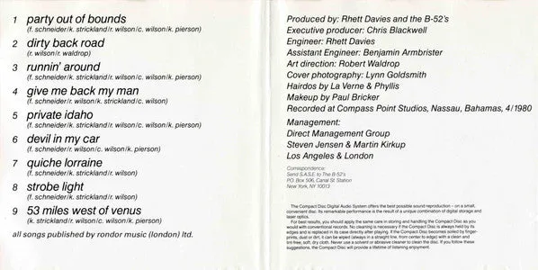 The B-52's Wild Planet CD album ristampa NM