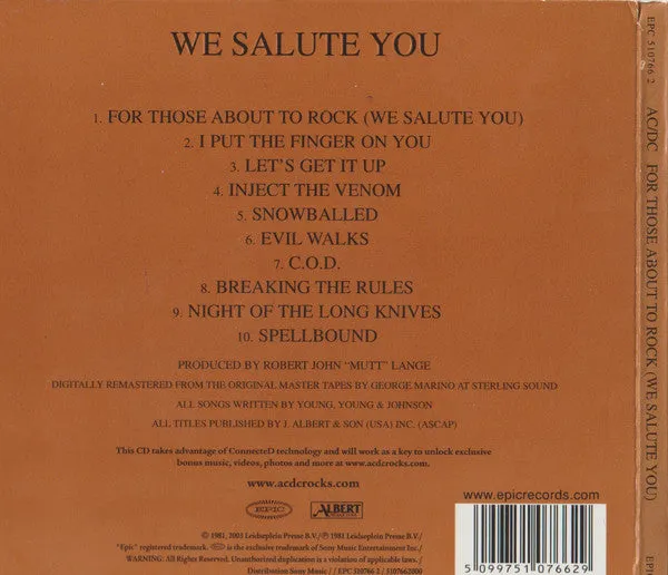 AC/DC For Those About To Rock CD digipak rimasterizzato