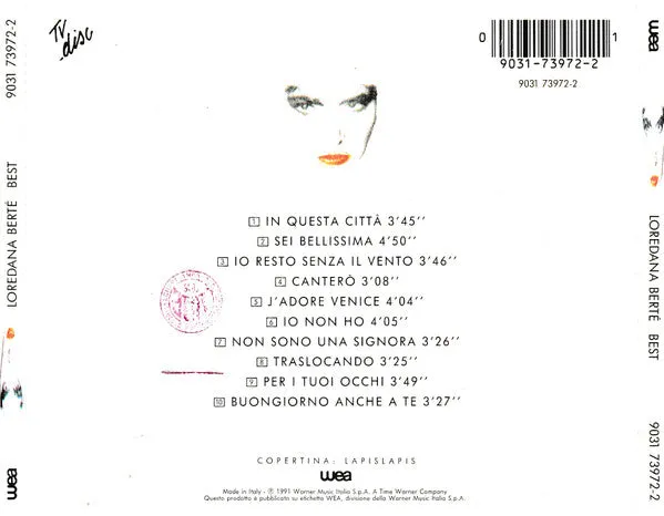 Loredana Bertè Best cd compilation 10 brani pop rock
