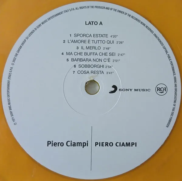 Piero Ciampi vinile LP arancione 180g 2022