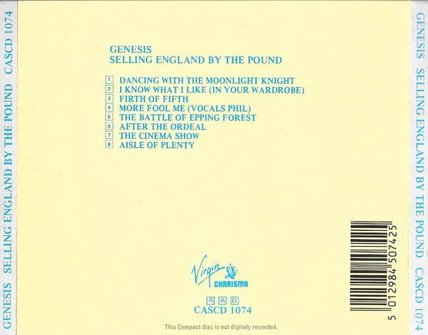 Genesis Selling England By The Pound CD ristampa prog