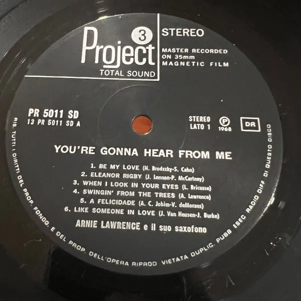 Arnie Lawrence You're Gonna Hear From Me vinile LP VG+ apribile
