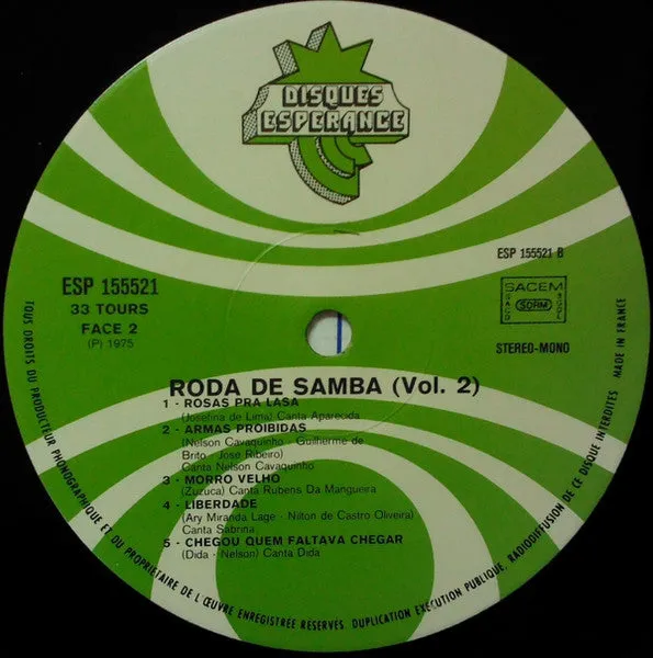 Various Roda De Samba Vol 2 LP samba 1975
