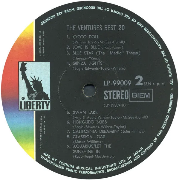 The Ventures Best 20 vinile LP compilation gatefold