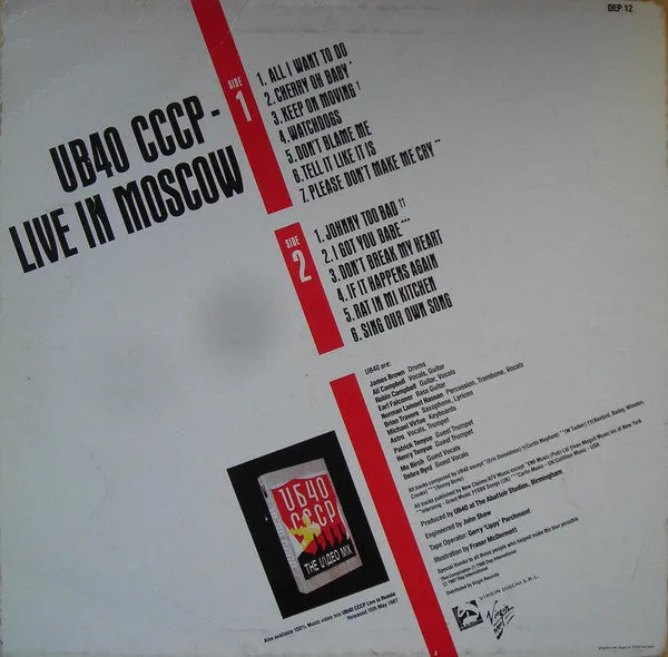 UB40 CCCP Live In Moscow LP reggae VG+ 1987