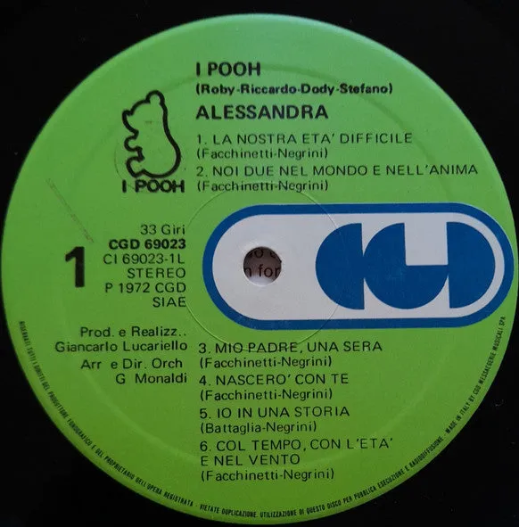 I Pooh Alessandra LP ristampa 1977 pop ballad