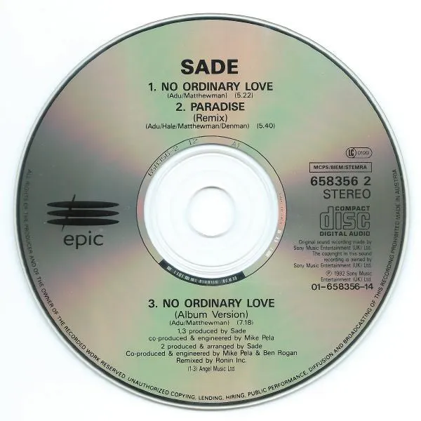 Sade No Ordinary Love CD maxi VG+ 1992