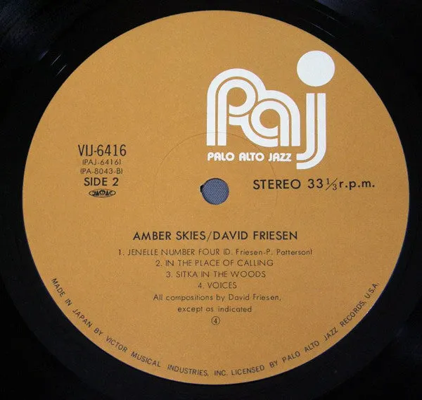 David Friesen Amber Skies Vinile LP Pressage Giappone 1984