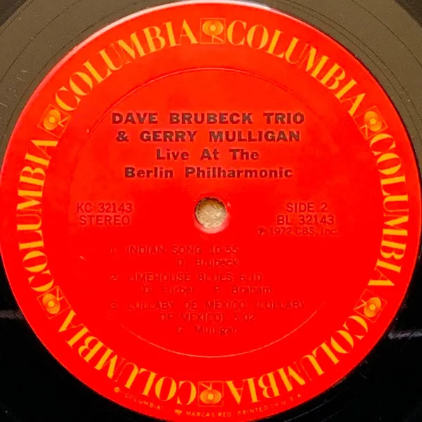 Dave Brubeck Mulligan Live Berlin Philharmonic LP vinile bop