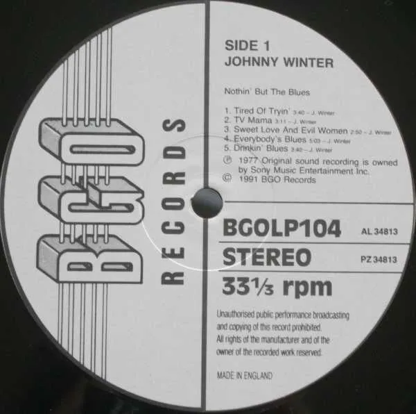 Johnny Winter Nothin' But The Blues vinile LP texas blues