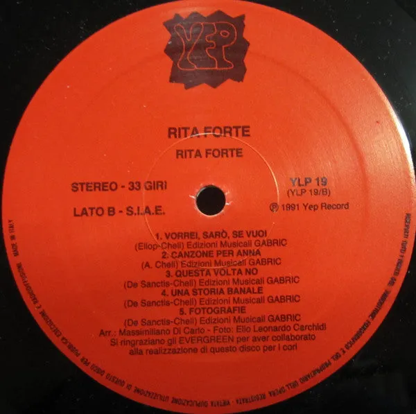 Rita Forte Rita Forte LP vinile 1991 pop chanson