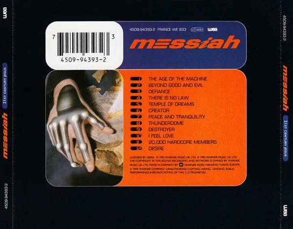 Messiah 21st Century Jesus CD album hardcore 1993 NM