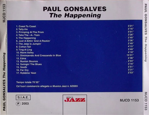 Paul Gonsalves The Happening CD compilation bop big band