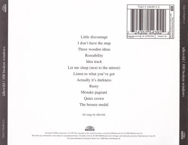 Idlewild 100 Broken Windows CD album indie rock
