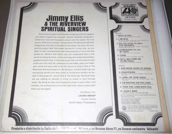 Jimmy Ellis Riverview Spiritual Singers vinile LP gospel 1969
