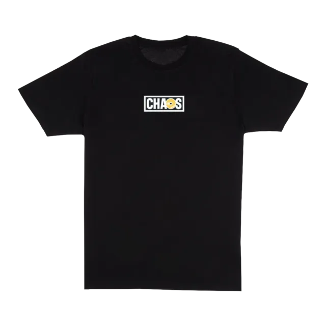 Polydor Records TEE001 t-shirt nera logo Chaos cotone