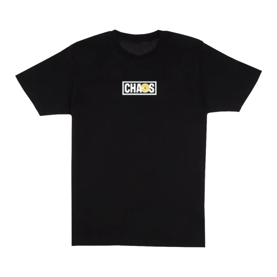Polydor Records TEE001 t-shirt nera logo Chaos cotone