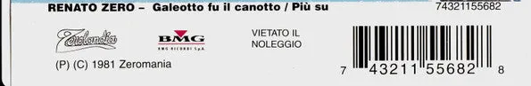 Renato Zero Galeotto Fu Il Canotto CD singolo ristampa 1999