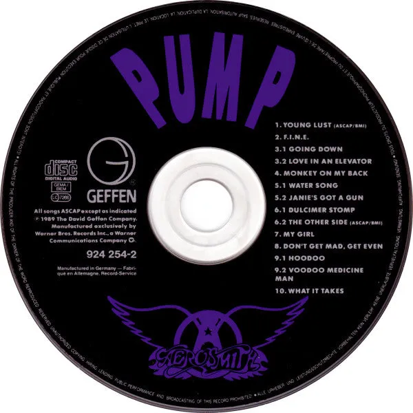 Aerosmith Pump CD album 1989 hard rock