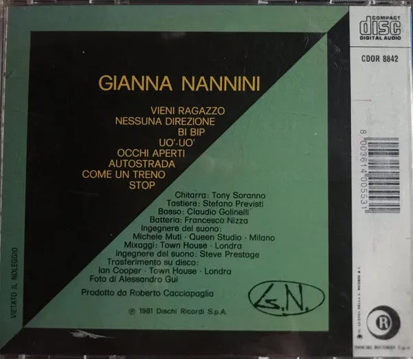 Gianna Nannini G.N. CD album ristampa vocal