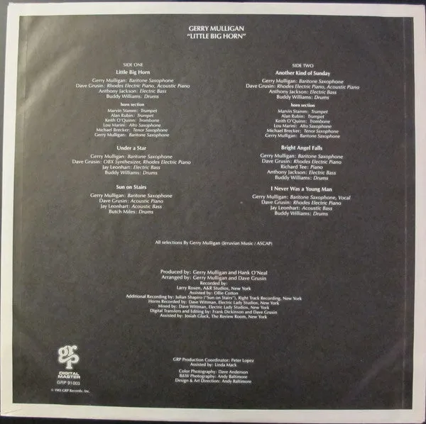 Gerry Mulligan Little Big Horn vinile LP jazz digitale 1983