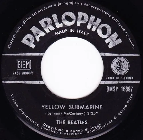Beatles Yellow Submarine vinile 7" mono Italia 1966 VG