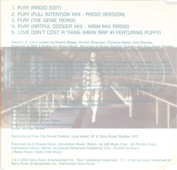 J-Lo Play CD singolo 2001 remix house