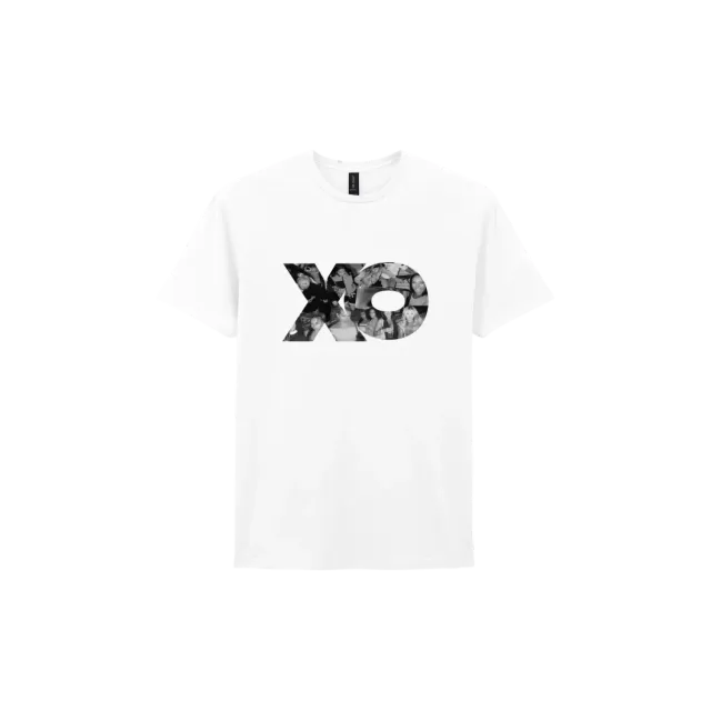 XO Collage Tee maglietta bianca cotone stampa collage