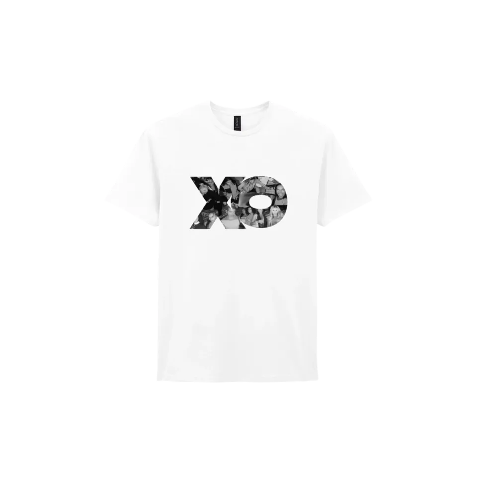 XO Collage Tee maglietta bianca cotone stampa collage
