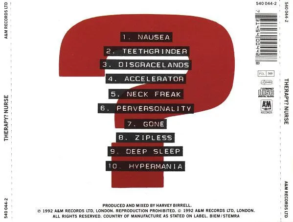 Therapy? Nurse CD album indie rock PDO 1992