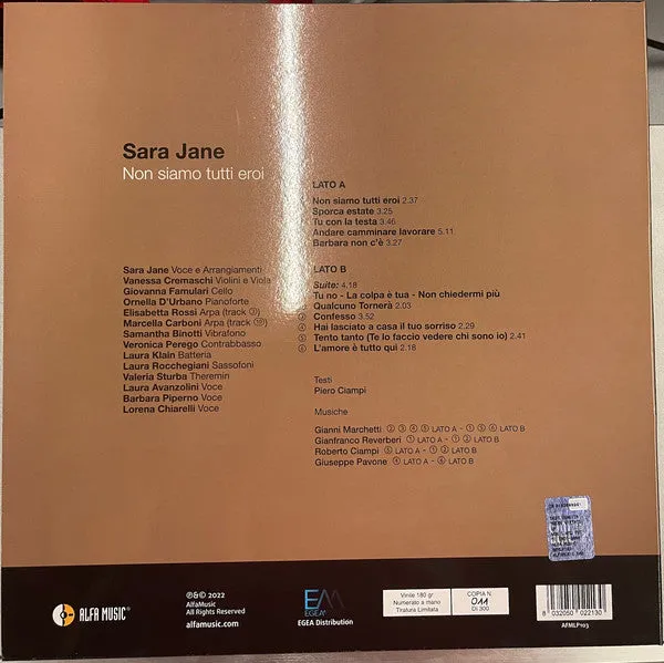 Sara Jane Non Siamo Tutti Eroi vinile LP tiratura 300
