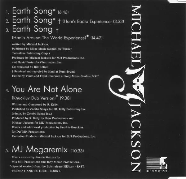 Michael Jackson Earth Song CD maxi singolo remix 1995