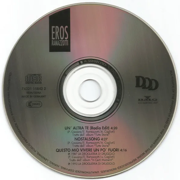 Eros Ramazzotti Un'Altra Te CD maxi usato ballad