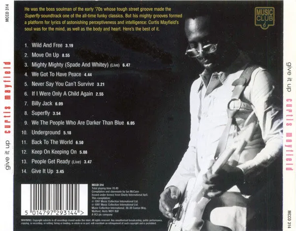 Curtis Mayfield Give It Up Best Of CD compilation usata