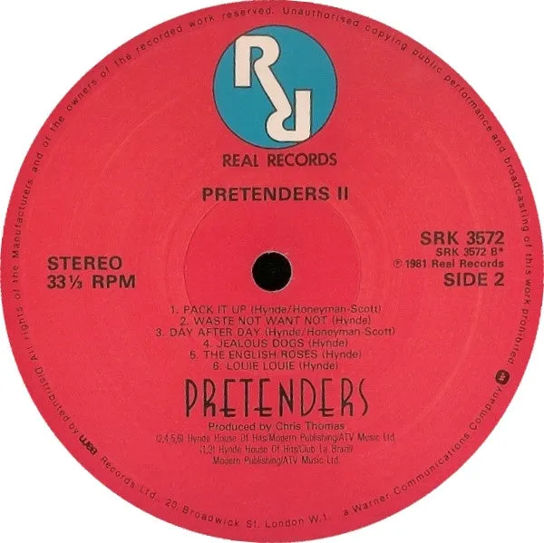 Pretenders Pretenders II LP vinile 1981 usato Wessex