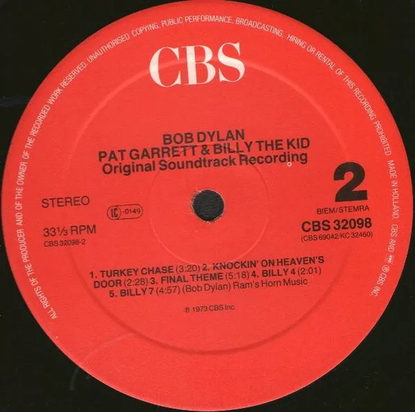 Bob Dylan Pat Garrett & Billy The Kid LP vinile rosso