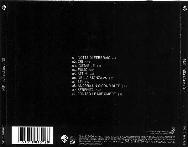 Nek Nella Stanza 26 CD usato pop rock