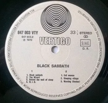 Black Sabbath Black Sabbath vinile LP edizione italiana 1970